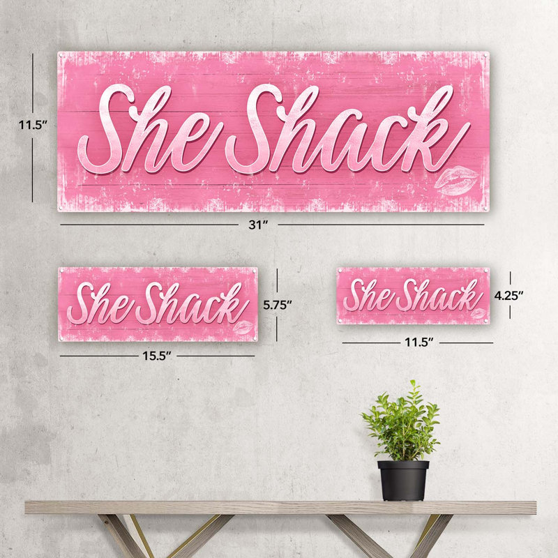 Pink She Shack - Impression sur métal, H 5,75 po x l 15,5 po