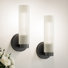1-light Dimmable Bathroom Matte Black Iron Wall Armed Sconce with Frosted Glass