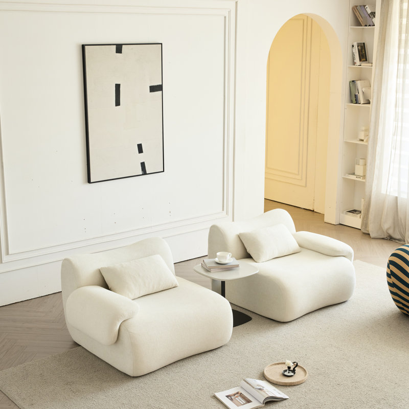 Mousse à mémoire de forme à 2 places dans une boîte, compression moderne, blanc et beige, siège profond, sans assemblage, convient pour un appartement de chambre à coucher, éponge à haute densité 33D, tissu, appartement quadruplé