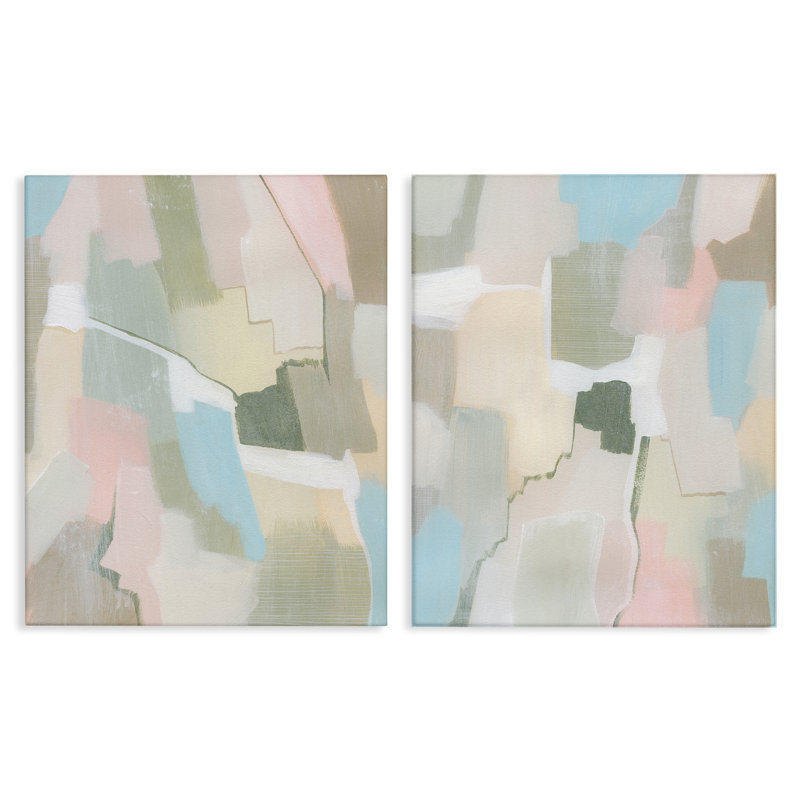 «Patchy Mute Pastel Abstract», ensemble de 2 toiles murales par Grace Popp, H 20 po x l 16 po