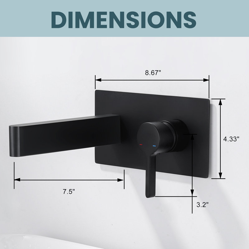 Matte Black Solid Brass Wall Mount Single Handle Bathroom Faucet