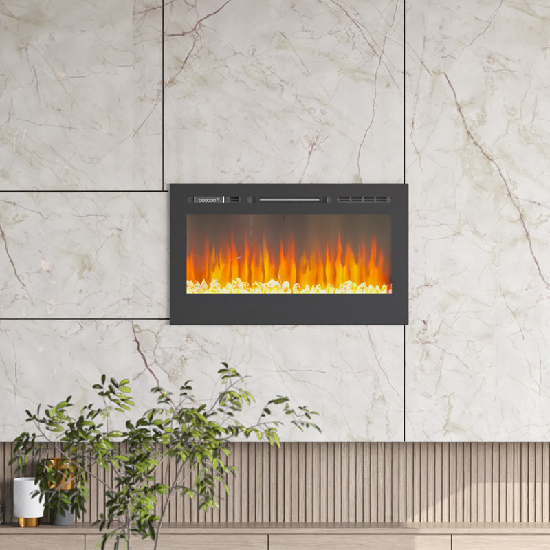 Electric Inset Fire, Black, 54.4cm H x 101.6cm W x 14cm D