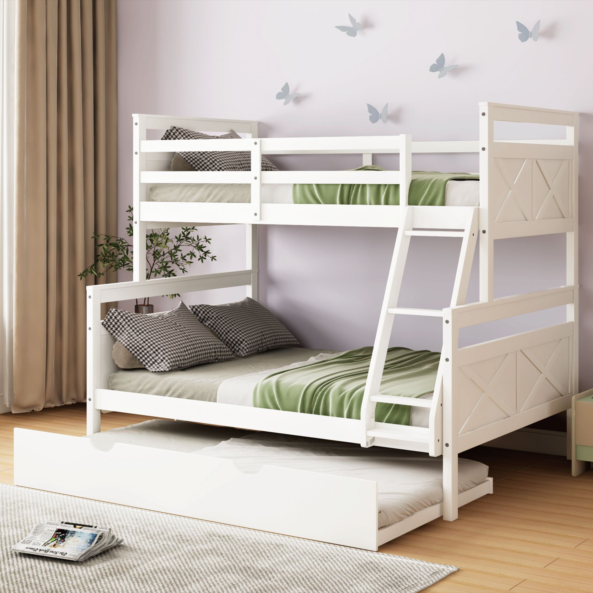 Harriet Bee Garitt Twin over Full Solid Wood Standard Bunk Bed with ...