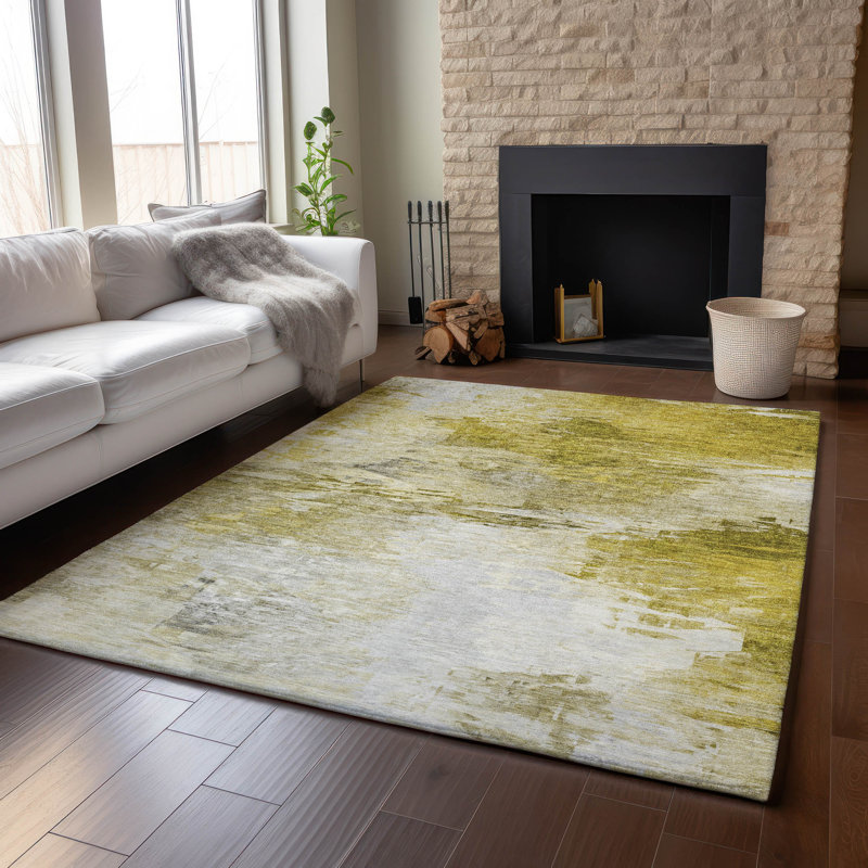 Tapis doré de qualité supérieure lavable à la machine Cerrito AMF595, Rectangle 10 pi x 14 pi