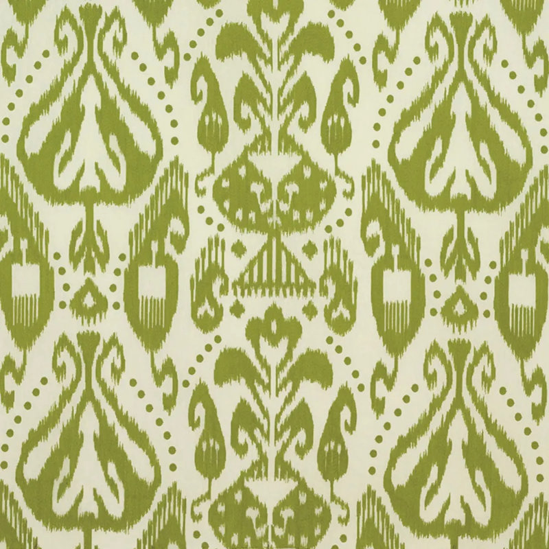 Kiva Embroidered Ikat Fabric, Grass