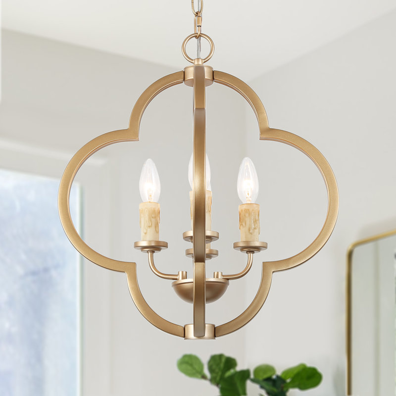 Akeeb 4- Light 16'' W Dimmable Gold Candle Style Dining Room Chandelier ETL Certified