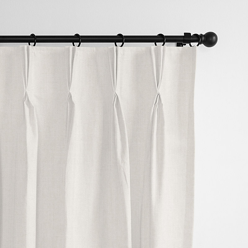 Phoenix Solid Room Darkening Pinch Pleat Single Curtain Panel, 40'' W x 132'' L, Pearl