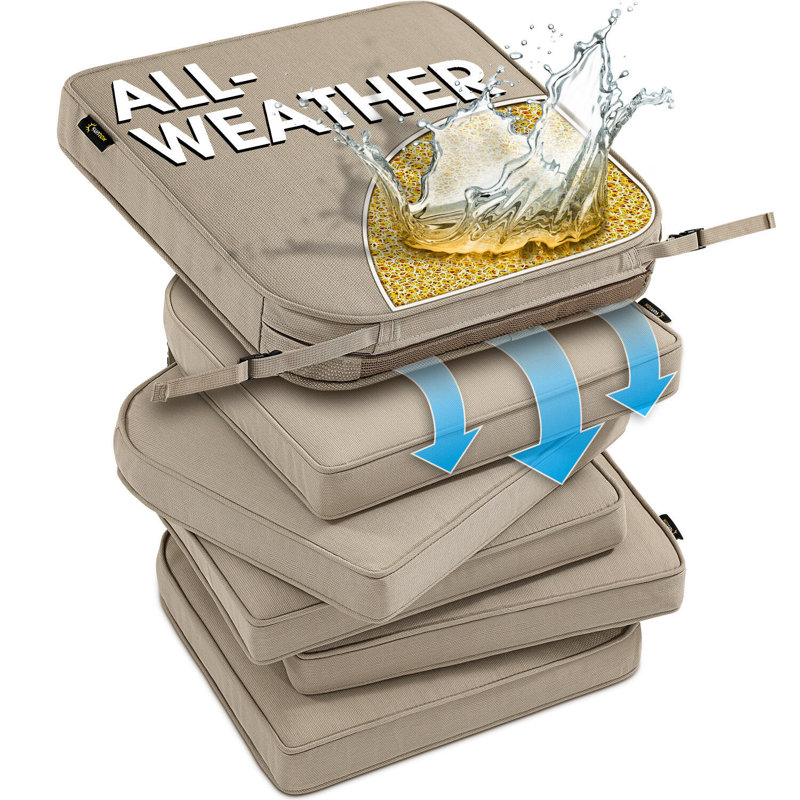 SUNROX All-Weather Outdoor Chair Cushion, 17" H x 16" W, Husk Birch