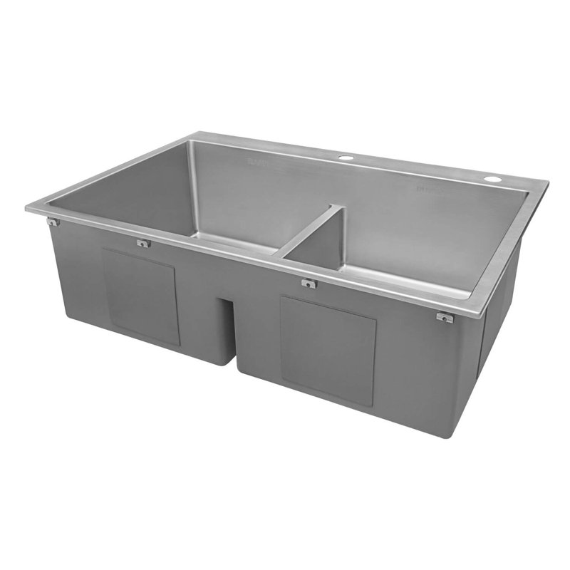 Tirana 33" L x 22" W Double Basin Drop-In Kitchen Sink with Basket Strainer
