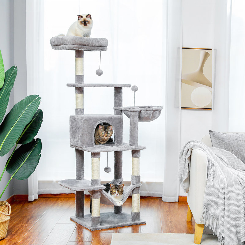 60-Inch Tall Multi-Level Indoor Cat Tree