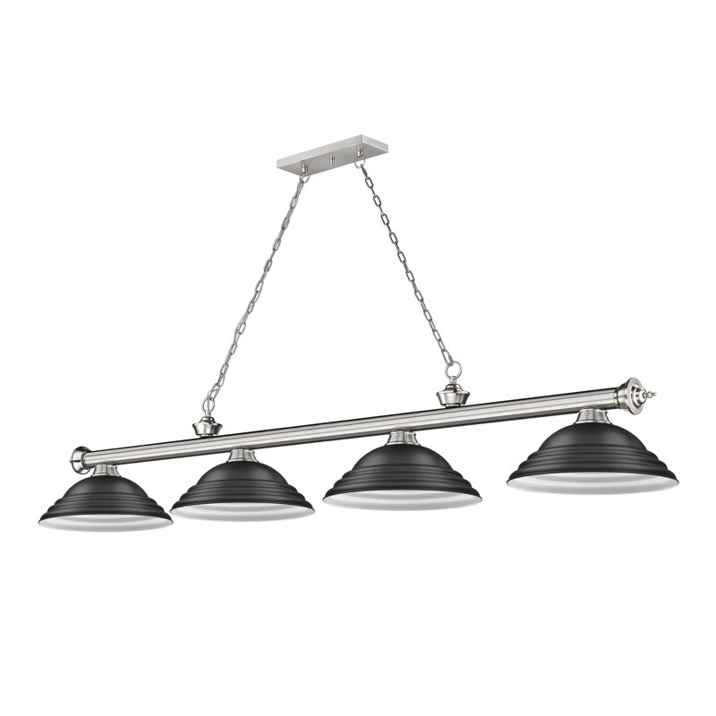 Billard 4 lumières Annaleisa, Noir mat, Nickel brossé