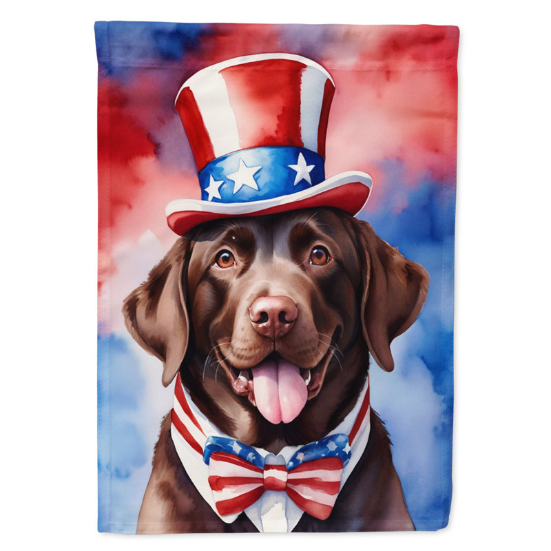 Drapeau patriotique du jardin américain, Labrador Retriever chocolat