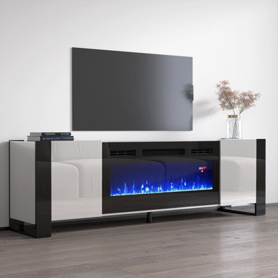 Rickeisha TV Stand for TVs up to 85"" with Electric Fireplace Included -  Orren Ellis, 862B7301D4FB43CF9A8EE450175C3709