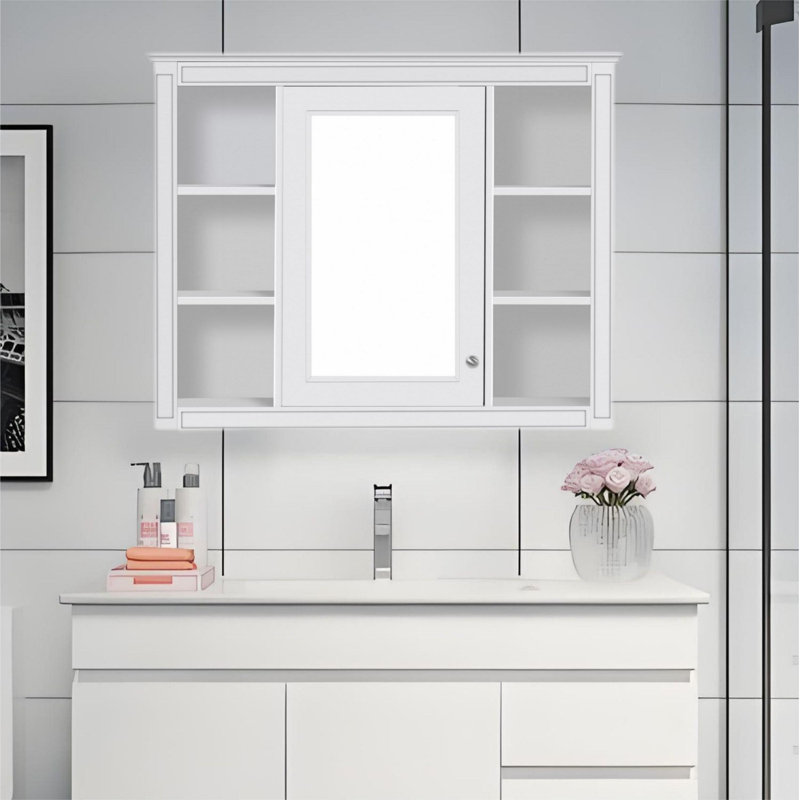 Armoire à pharmacie fixée au mur l 35,05 po H 27,55 po Talal, Blanc