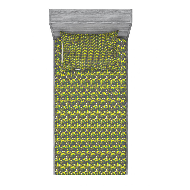 Microfiber Floral Sheet Set, Twin Sheet Set with Fitted Sheet