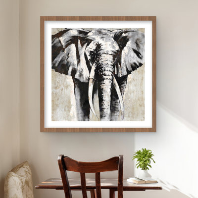 Éléphant en niveaux de gris - reproduction encadrée mate pour la décoration intérieure