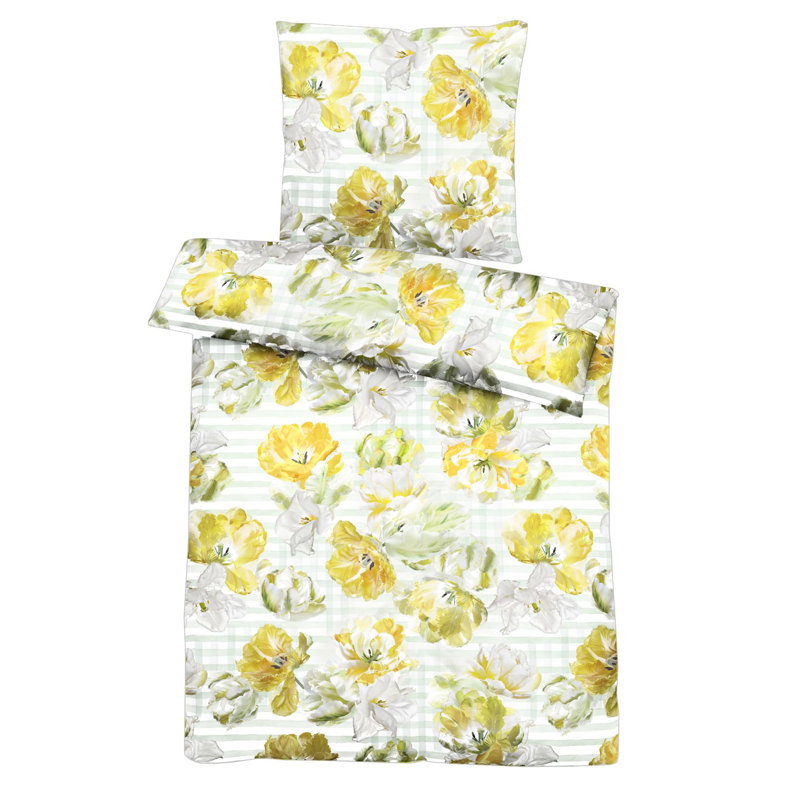 Cotton Floral Duvet Cover Set with Pillowcases, Single - 1 Pillowcase (80 x 80 cm)