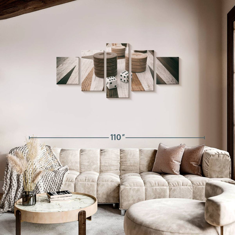 Plateau de backgammon en bois, H 34 po x l 74 po