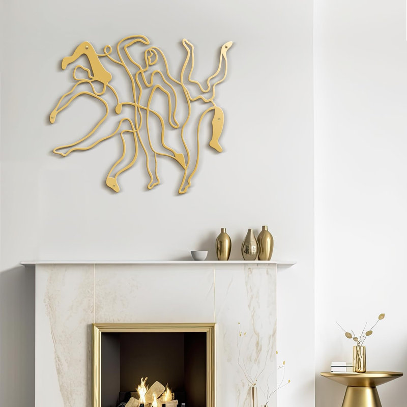 Décoration murale en métal, H 30 po x l 30 po x P 0,05 po, Or