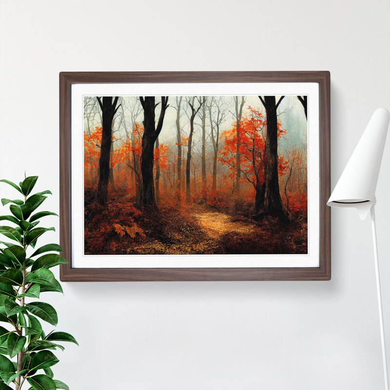 Magnetic Autumn Forest - Framed Print, 46cm H x 64cm W x 2cm D, Walnut