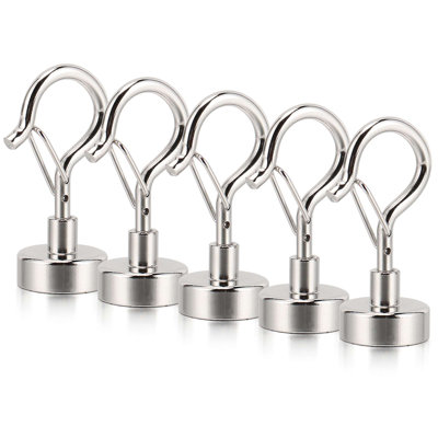 Paquet de 5 crochets magnétiques robustes pour réfrigérateur de cuisine, 30,9 lb