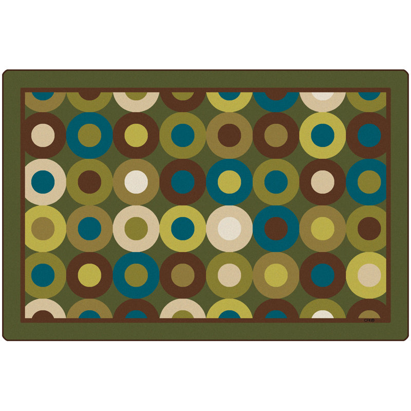Calming Circles Premium Geometric Tufted Green Area Rug, Rectangle 8' x 12'