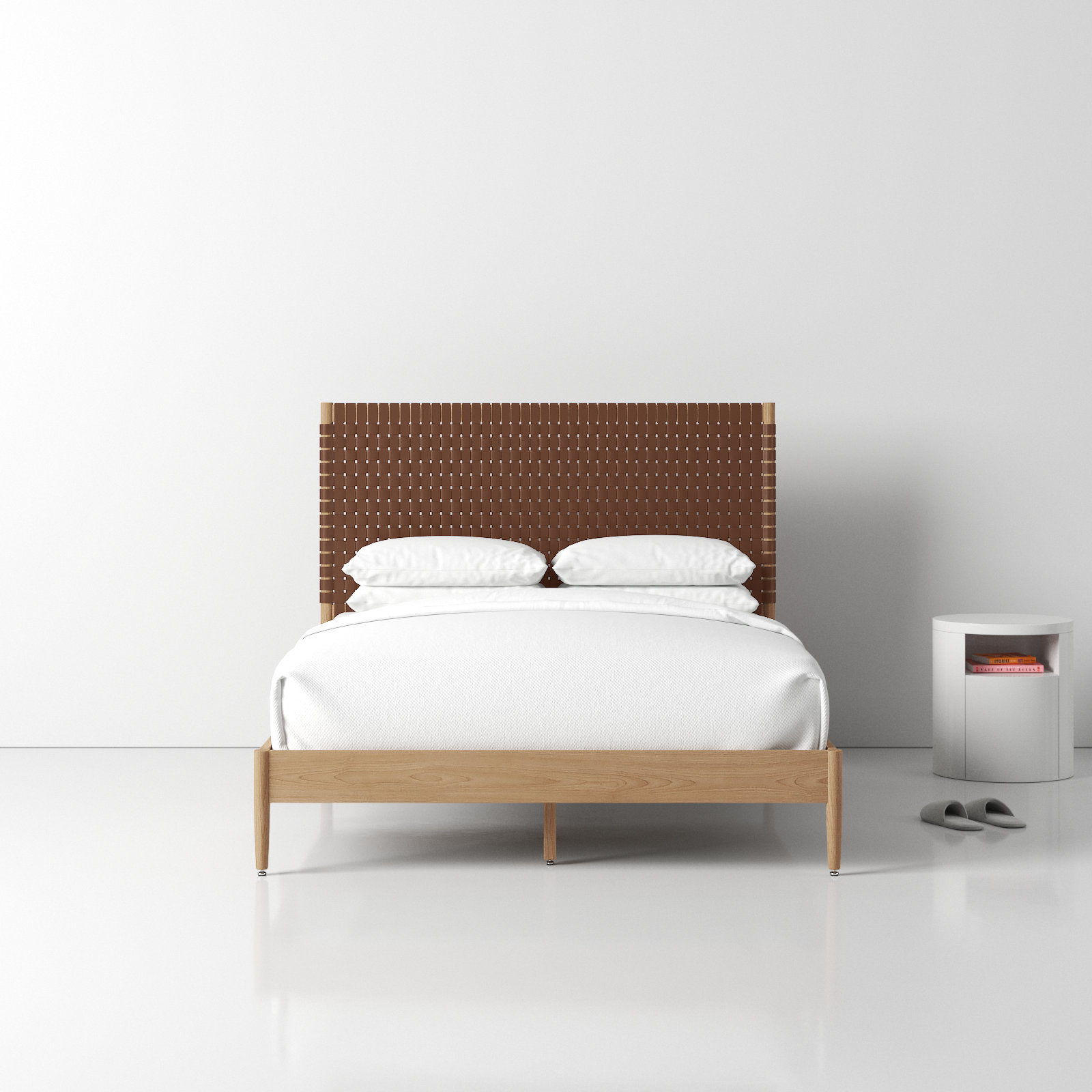 Tamita Leather Bed, Queen, Brown/Natural