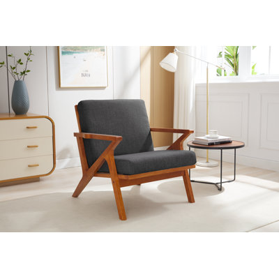 Jalaiya Fabric Accent Chair with Rubberwood Legs
