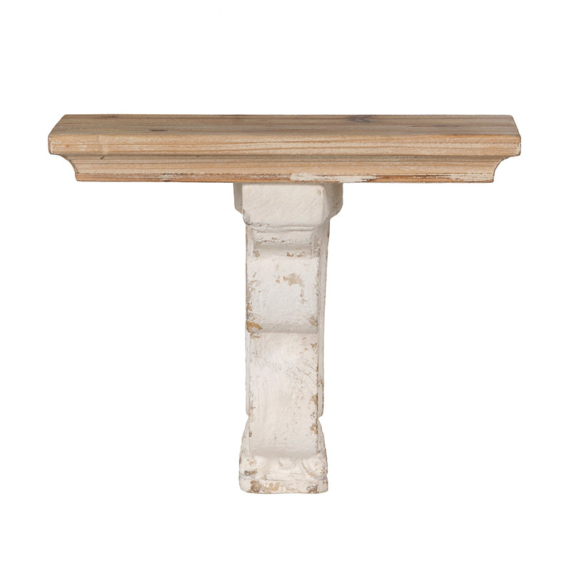Distressed Wooden Wall Shelf With Corbel Design
