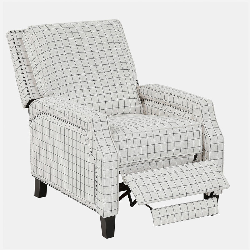 Fauteuil inclinable à dossier poussoir de style transitionnel blanc cassé auto-inclinable 1 pièce
