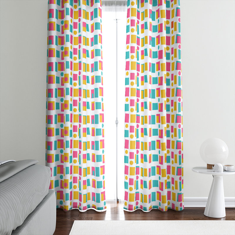 Panneaux de rideaux géométriques semi-transparents, l 40 po x L 61 po