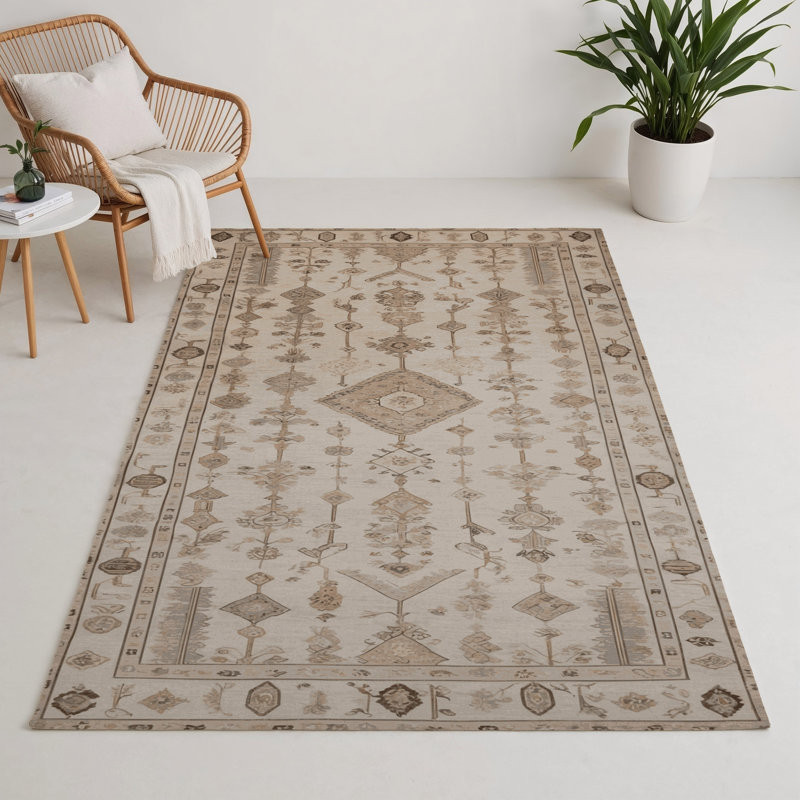 Tapis turc intérieur / extérieur beige, Rectangulaire 3 pi x 5 pi