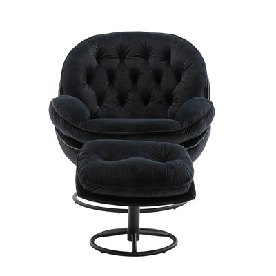 Marinos 31.82'' Wide Tufted Velvet Swivel Armchair -  Everly Quinn, E1183BB938AF4829A673A3C1700CCA87