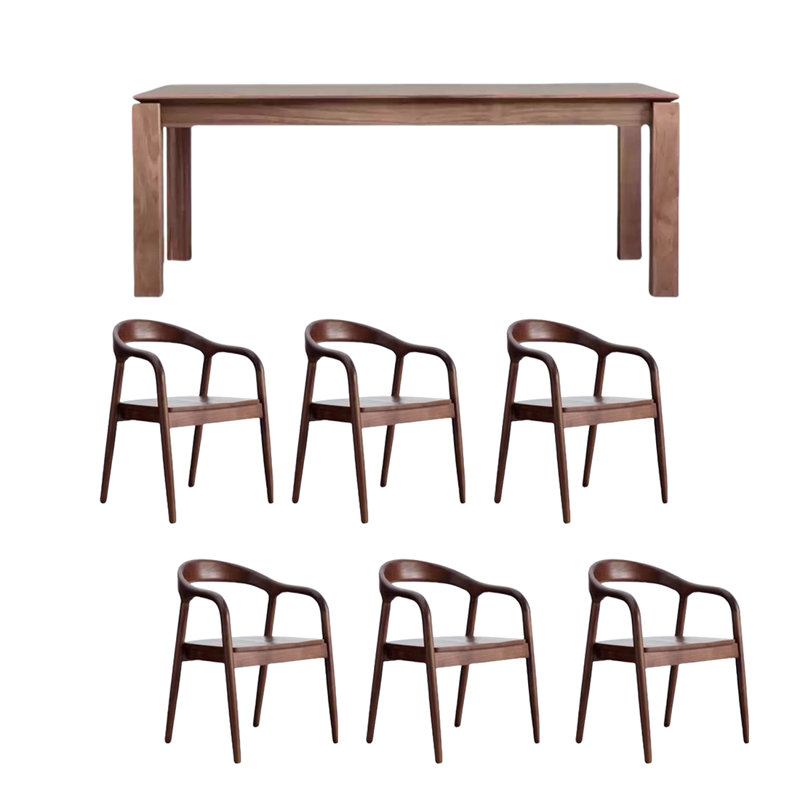 Solid Walnut Dining Table Sets., 29.53"H x 78.74"L x 35.43"W