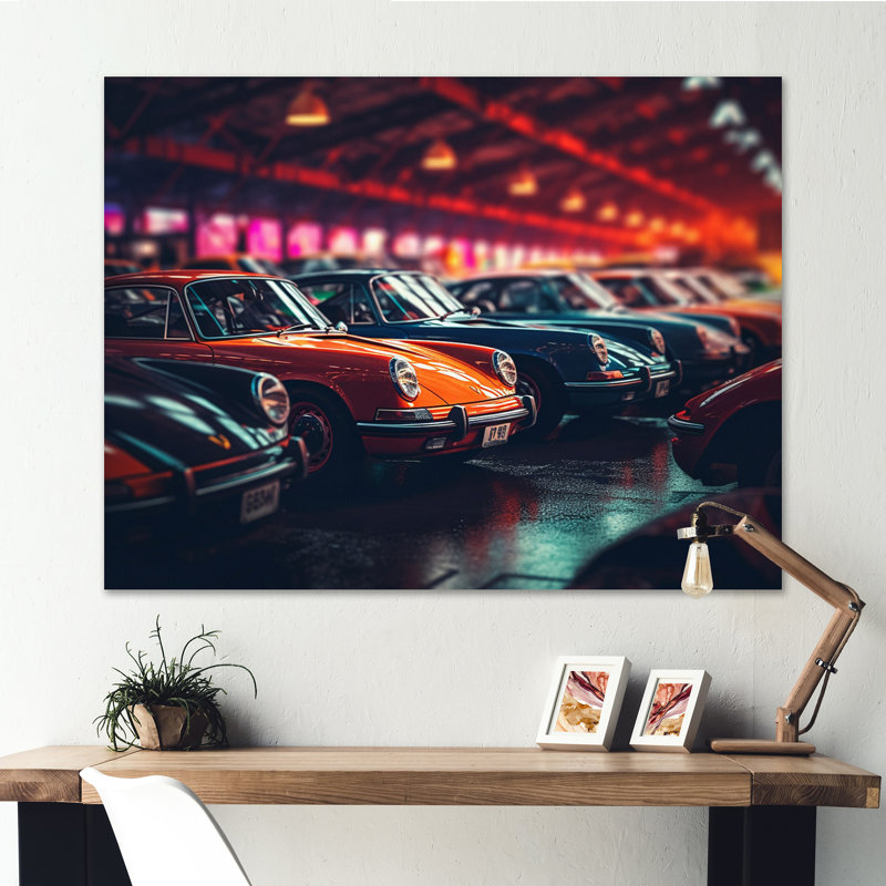 «Classic German Car Harmony», art mural rétro sur toile, Toile tendue, 34" H x 44" W