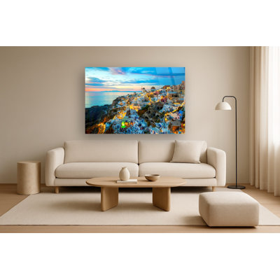 Santorini Frameless Tempered Glass Wall Art - 40" x 60"