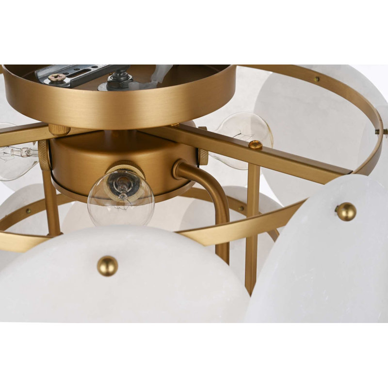 Plafonnier encastré albâtre 16 po Maplewood, 6 lumières, H 11 po x l 11 po x P 16 po, Or satiné
