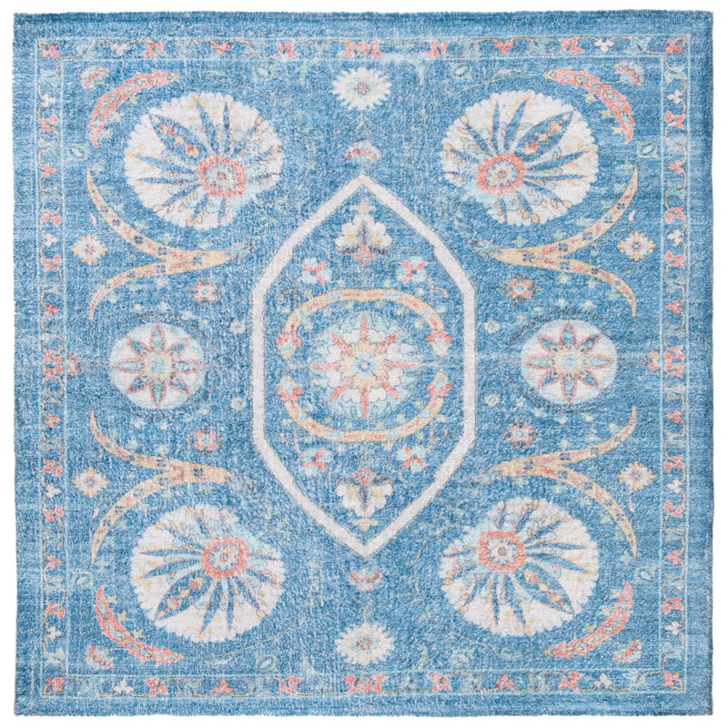 Saffron Hand Loomed Performance Oriental Rug, Square 6'