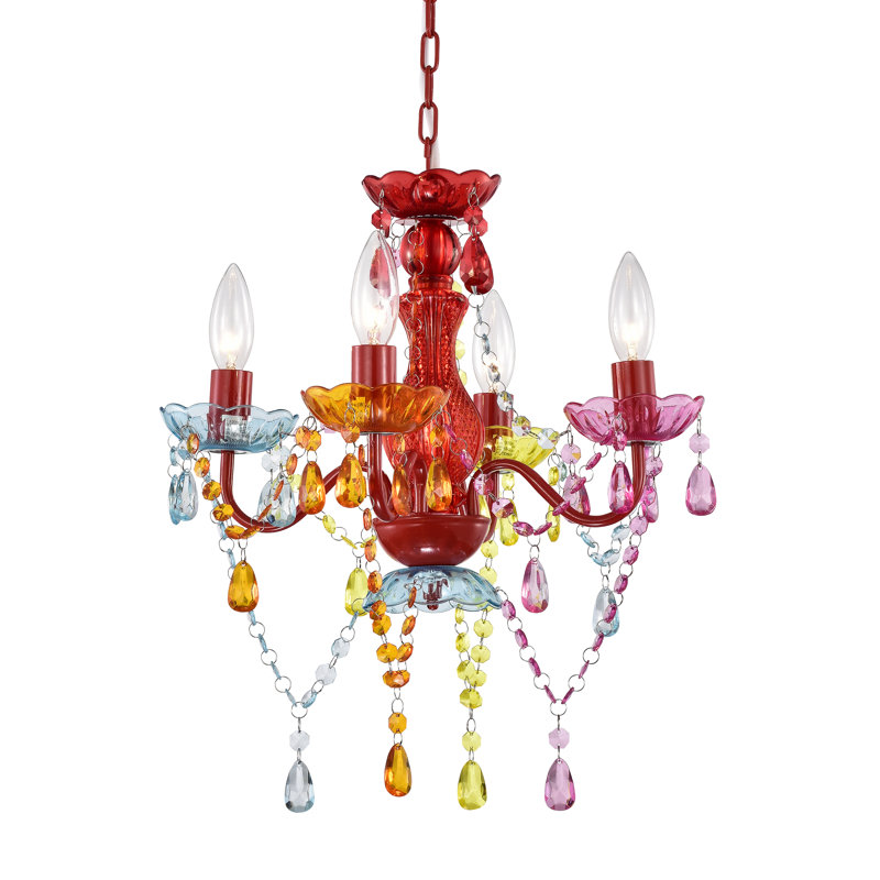 Jenifry 4 - Light Dimmable Empire Chandelier, Red, Multicolor