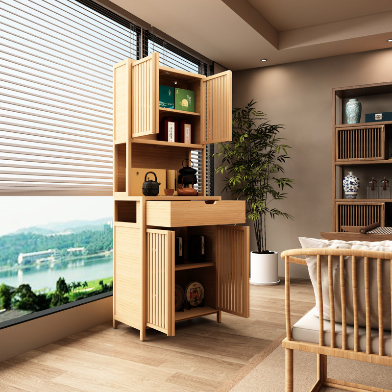 Armoire naturelle pour le thé, grand espace à 1 ou 2 tiroirs, look rustique, maison et salle de bain, 73,14 po Hauteur, 26,91 po de profondeur, 15,32 tiroirs de rangement larges, conception, H, P, l, 56,64 lb