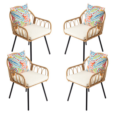 Wicker Patio Dining Chair with Cushion