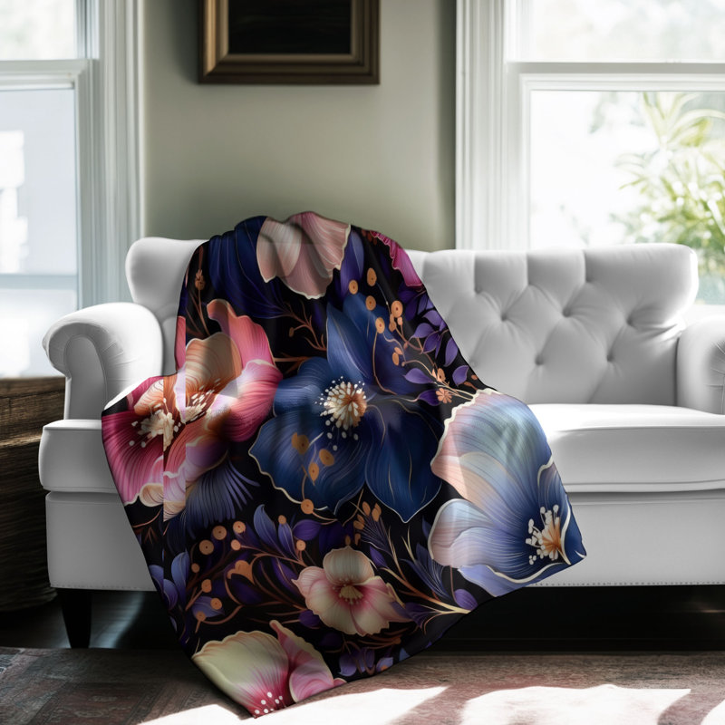 Mystical Petal Harmony - Jeté Sherpa 1 pièce Premium Bl, Grand lit
