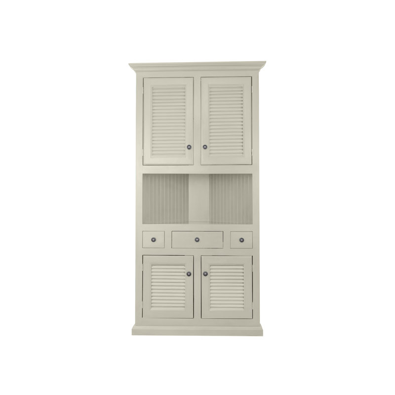 Huche de coin moderne avec portes à volets, Blanc doux