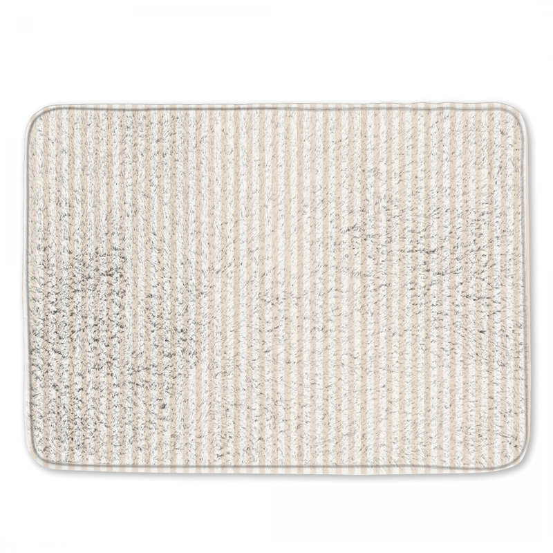 Tapis de bain beige à rayures verticales, 34in W x 21in L