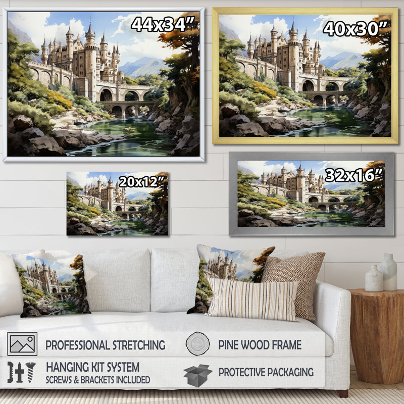 Marlyna " Fortresses Majestic Guardians XI ", H 12 po x l 20 po, Toile tendue