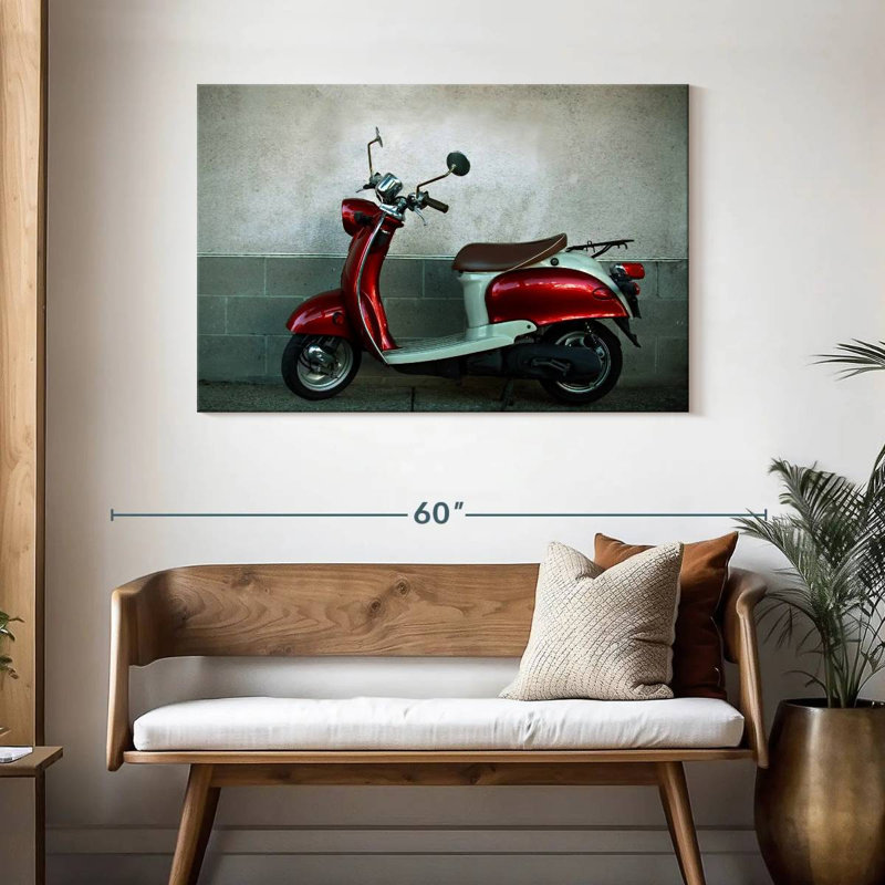 Parked Retro Scooter, 30" H x 45" W