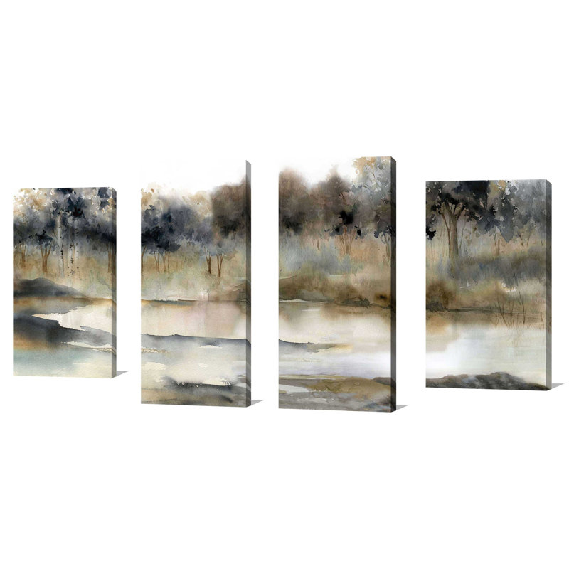 «Serene River» par Carol Robinson, reproduction sur toile flottante 3 pièces, H 30 po x l 56 po x P 1 po