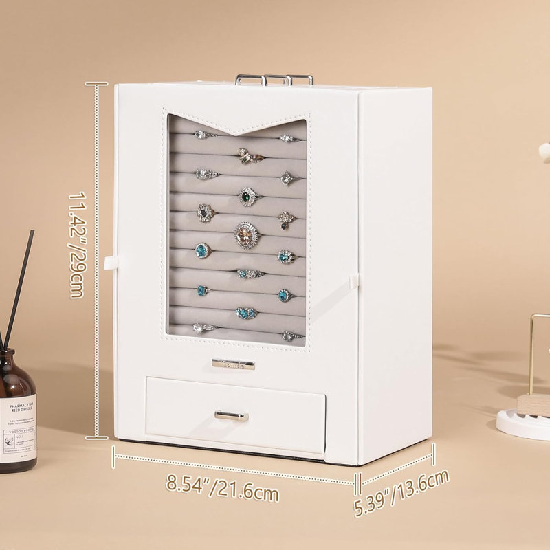 Organisateur de bijoux avec fenêtre transparente Homde