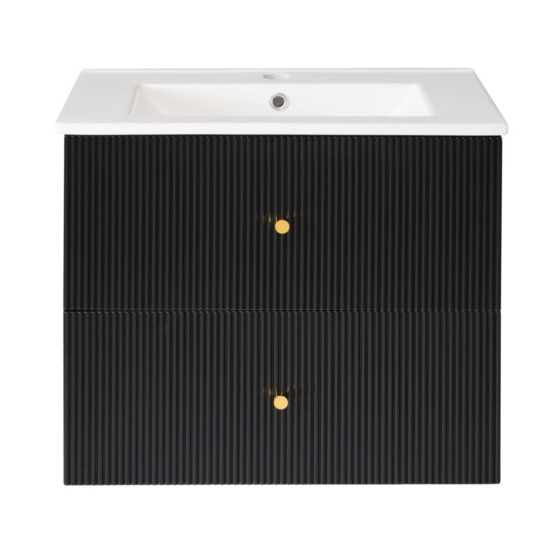 Meuble-lavabo mural élégant avec rangement pratique, Noir, noir, noir, noir