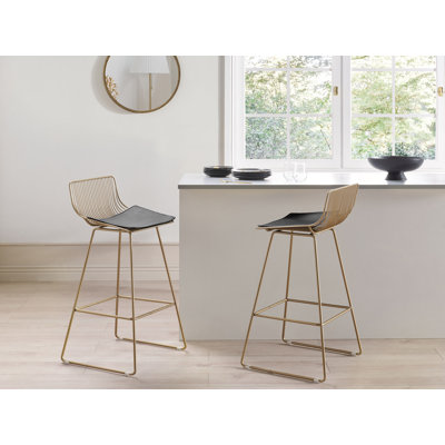 Caillier Upholstered Counter Stool with Metal Frame